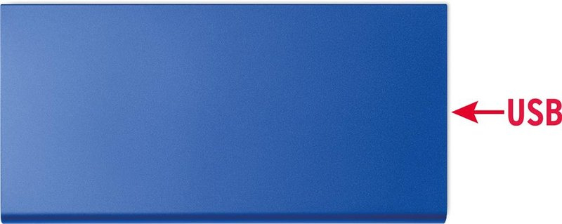 8000 mAh Powerbank: Logoposition – Oberseite des Produkts