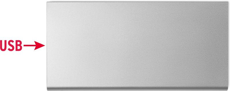 8000 mAh Powerbank: Logoposition – Unterseite des Produkts