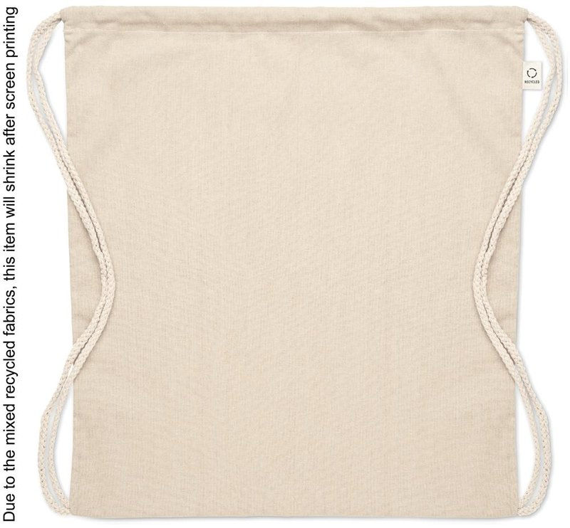 Sac à cordons en coton recyclé: Emplacement du logo – face avant du produit
