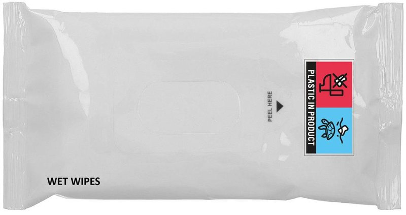 Lingettes humides: Emplacement du logo — Bande de fermeture supérieure