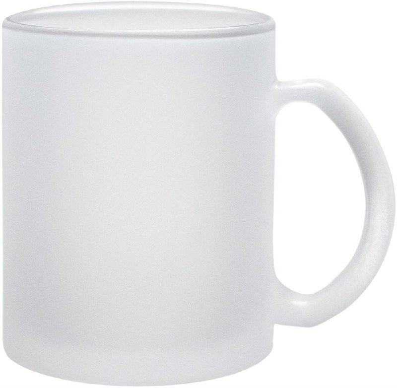 Mug en verre mat pour sublimation, 300 ml: Emplacement du logo — lecture pour droitier