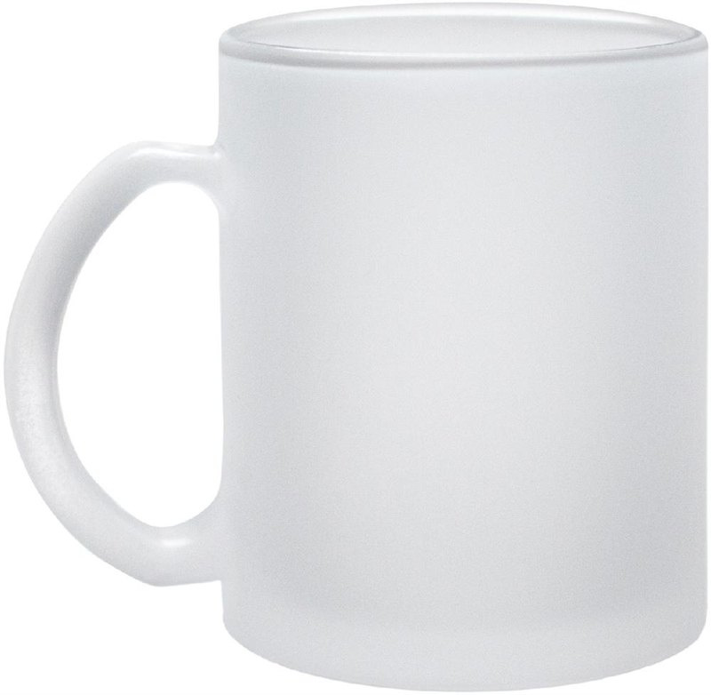 Mug en verre mat pour sublimation, 300 ml: Emplacement du logo — lecture pour gaucher