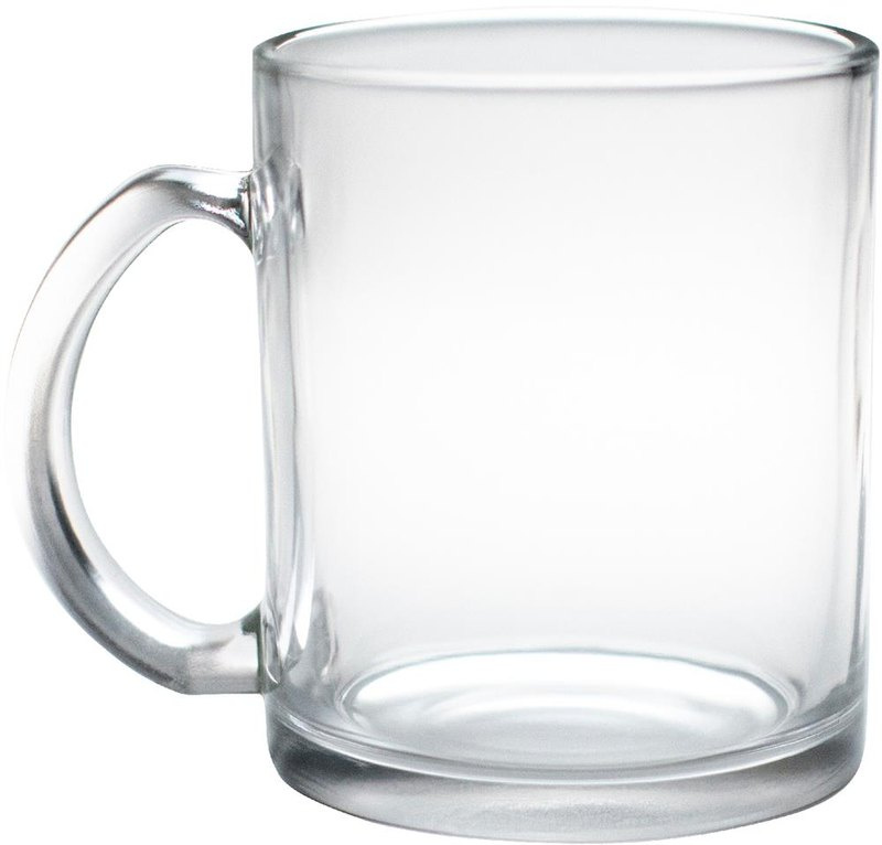 Mug en verre brillant pour sublimation, 300 ml: Emplacement du logo — lecture pour gaucher