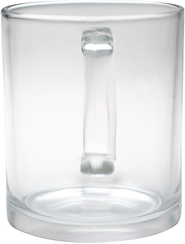 Mug en verre brillant pour sublimation, 300 ml: Emplacement du logo — À l’opposé de la poignée