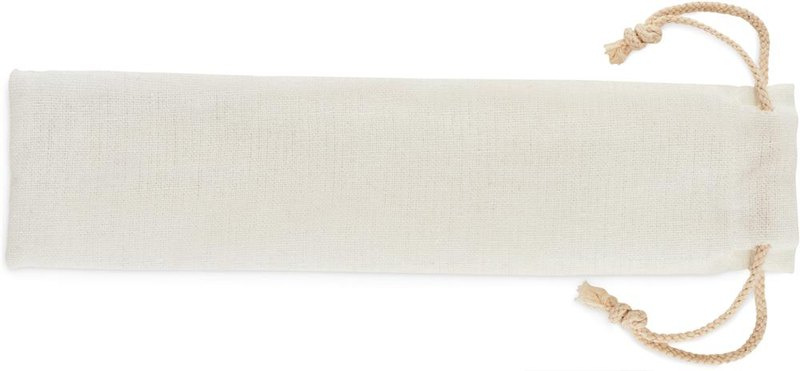 Couverts en bambou avec paille: Emplacement du logo — Pochette: Face 2 du produit