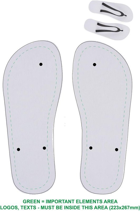 Tongs de plage pour sublimation: Emplacement du logo — Chaussons