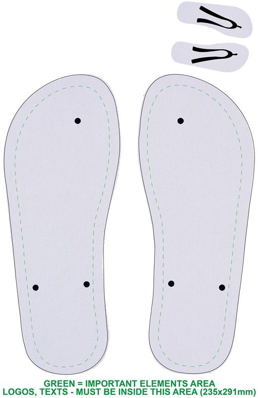 Tongs de plage pour sublimation: Emplacement du logo — Chaussons
