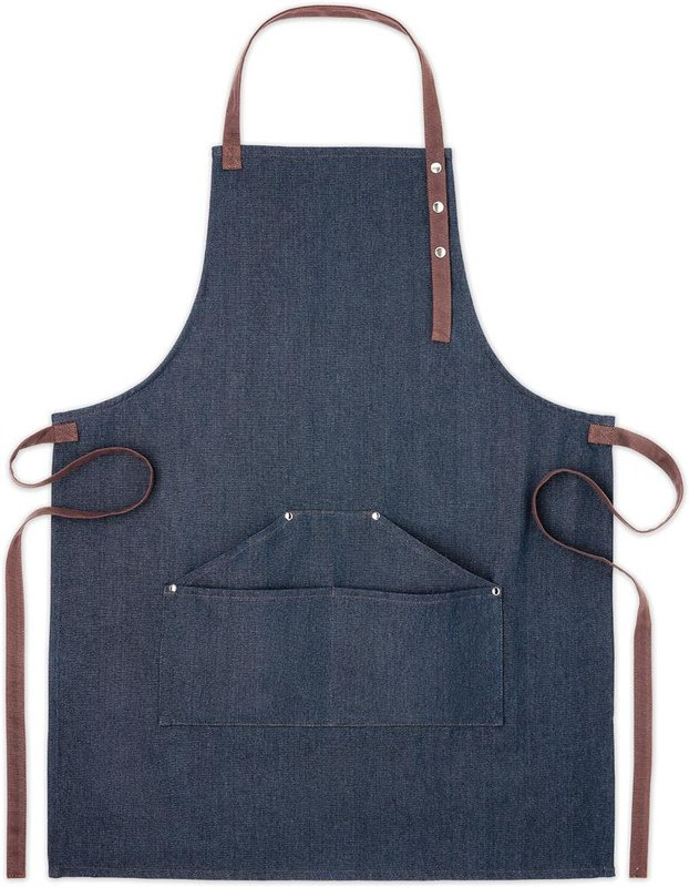 Tablier en denim de 240 g/m²: Emplacement du logo — Avant du produit, sous la poche