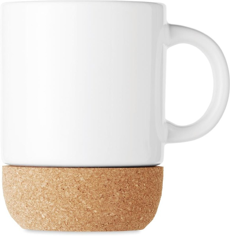 Mug pour sublimation avec base en liège: Emplacement du logo — lecture pour droitier