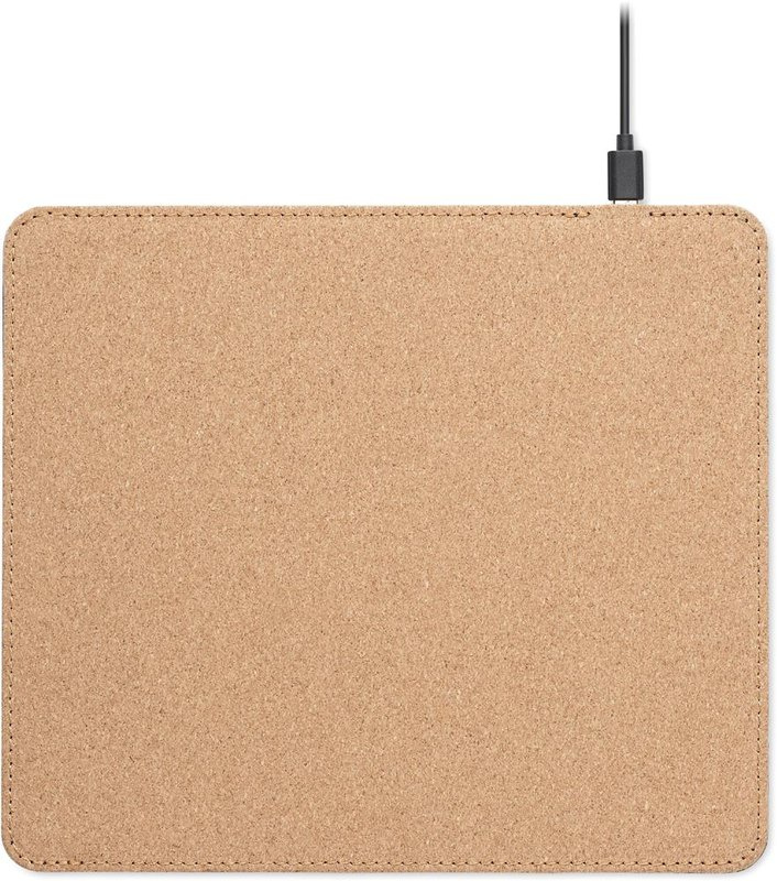 Tapis de souris en liège avec chargeur 15 W: Gravure laser — Avant du produit