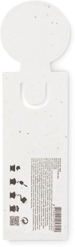 Marque-page en papier ensemencé avec bloc-notes adhésif: Emplacement du logo – partie supérieure de l’arrière du produit