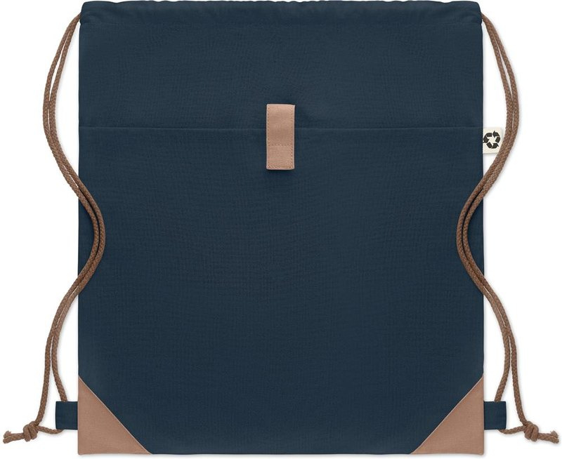 Sac à cordons en coton recyclé: Emplacement du logo – partie supérieure de la face avant du produit