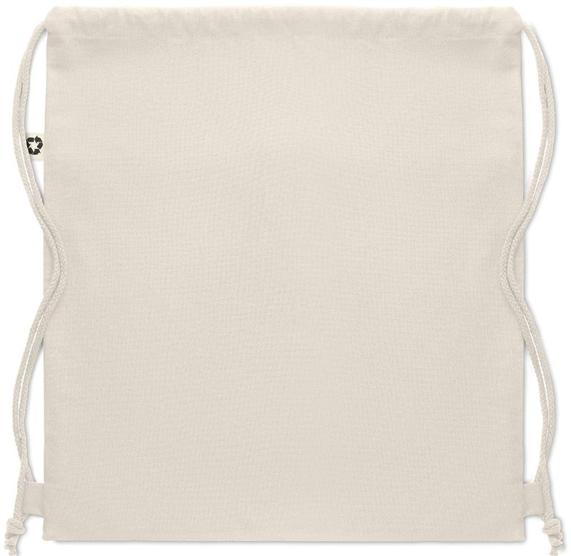 Sac à cordons en coton recyclé: Emplacement du logo – face arrière du produit