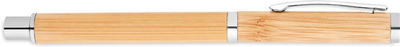 Stylo roller gel en bambou: Emplacement du logo — Clip: Pour gaucher