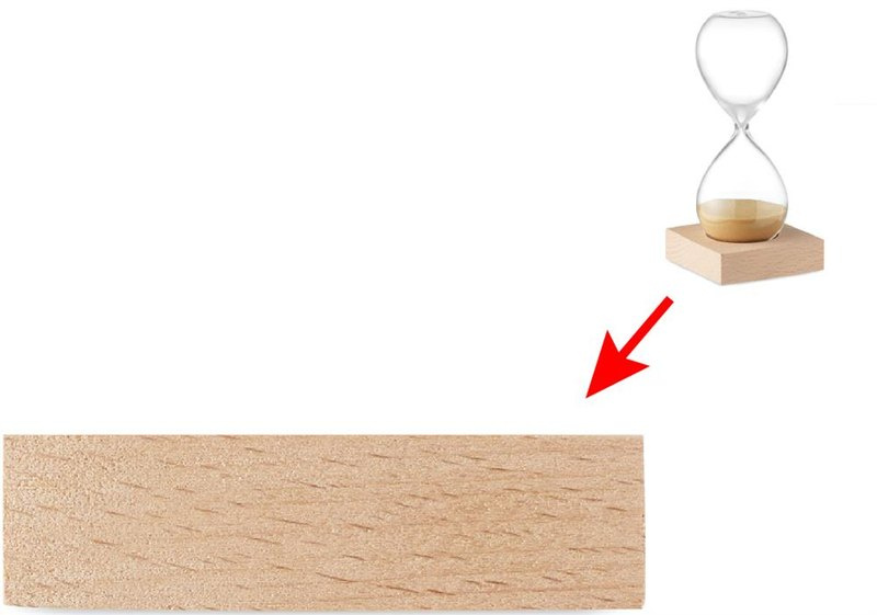 Sablier de 5 minutes: Emplacement du logo — Base: Face avant