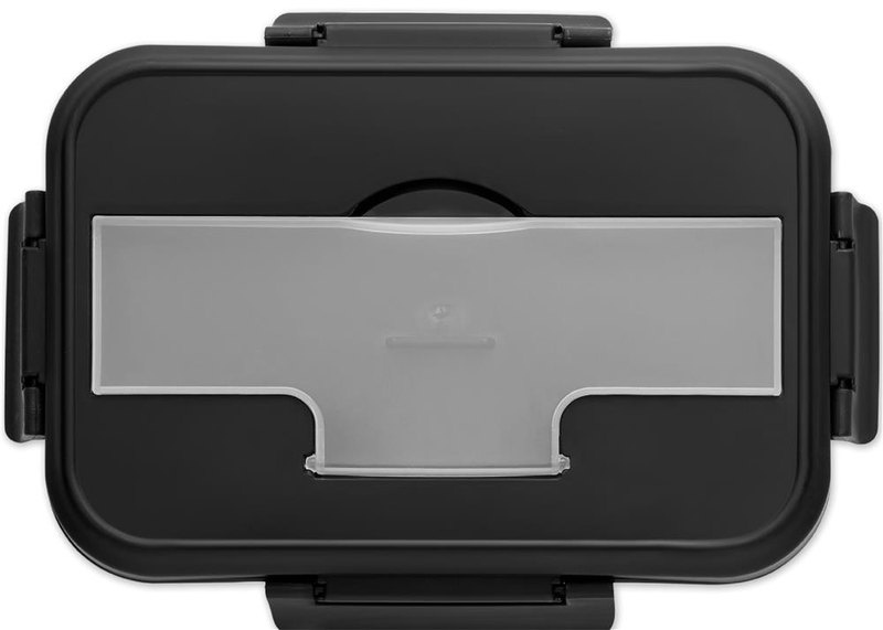 Boîte repas en PP avec couverts: Emplacement du logo — Couvercle — Face 1 — Étiquette