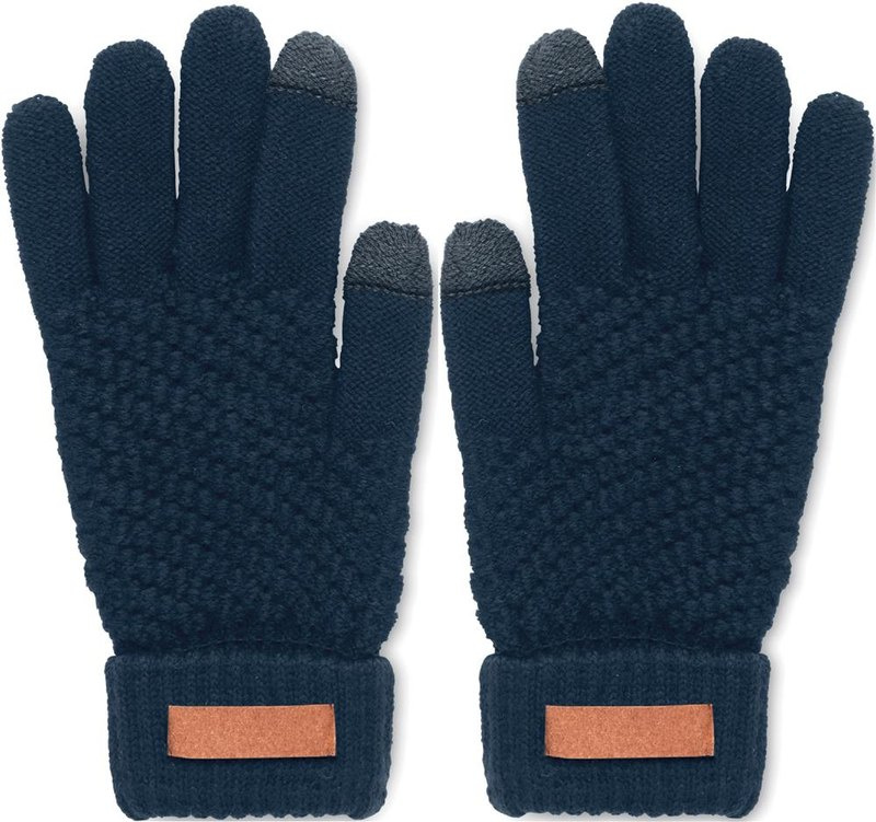 Gants tactiles en RPET: Emplacement du logo — Dessus du gant — Gauche