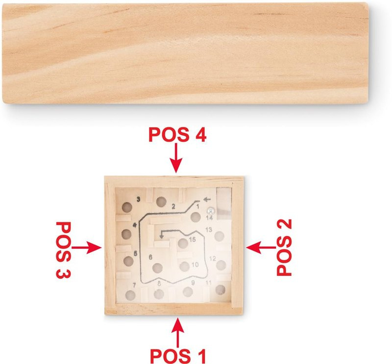 Jeu de labyrinthe en pin: Emplacement du logo – face 2 du produit