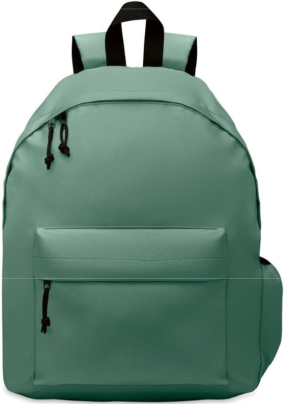 Sac à dos en polyester RPET 600D: Emplacement du logo — Avant du produit, au-dessus de la poche