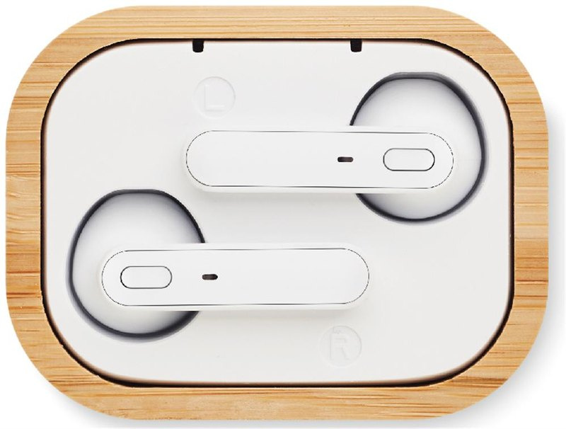 Słuchawki TWS w bambusowym etui: Logo position – earbud: left side