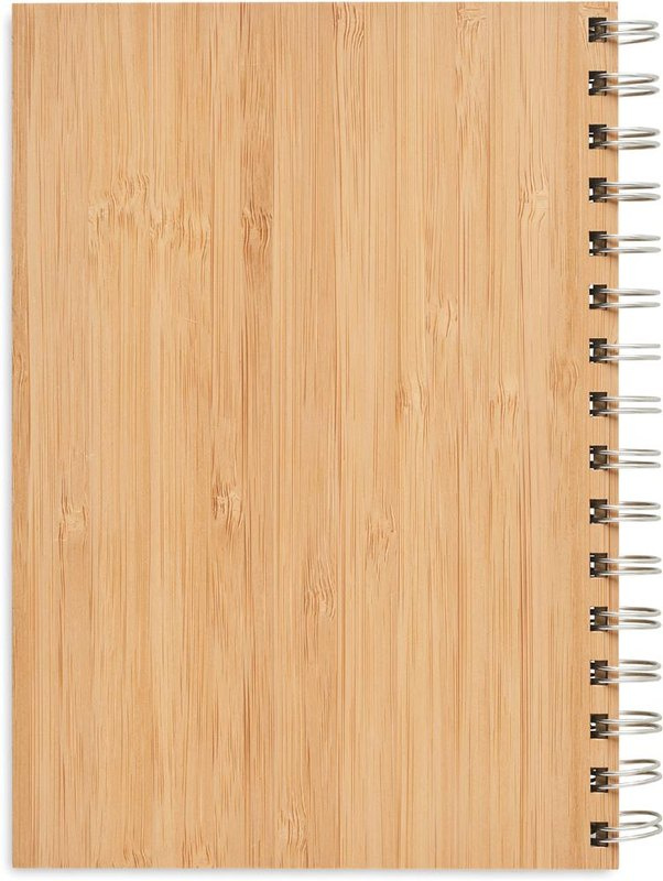 Carnet A5 à spirale en bambou: Emplacement du logo – face arrière du produit