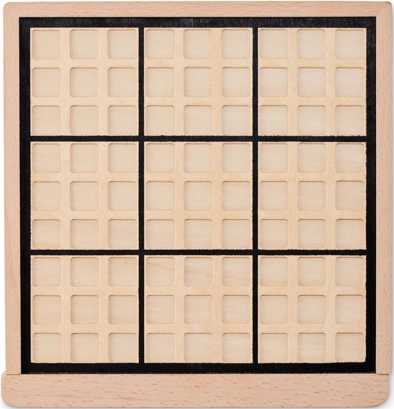 Jeu de sudoku en bois: Emplacement du logo – dessus du produit