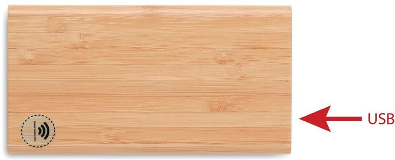 Bambusowy powerbank 6000 mAh: Położenie logo — przód produktu