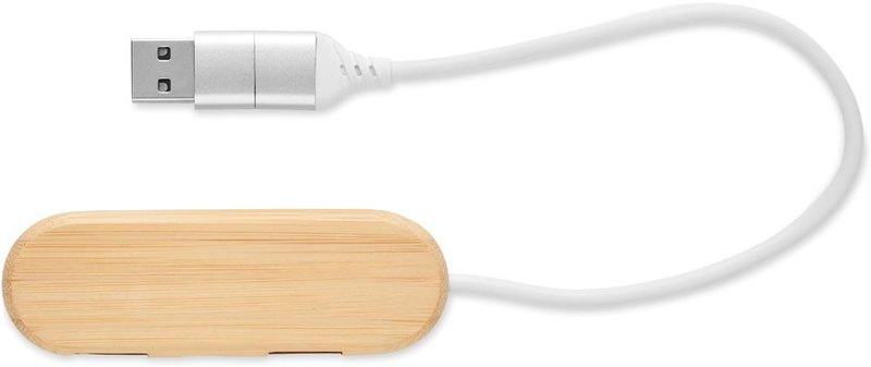 Hub USB à 3 ports avec double entrée: Emplacement du logo – dessus du produit