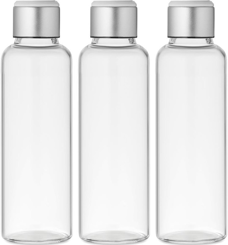 Bouteille en verre avec rappel d’hydratation 500 ml: Sérigraphie circulaire – autour du produit