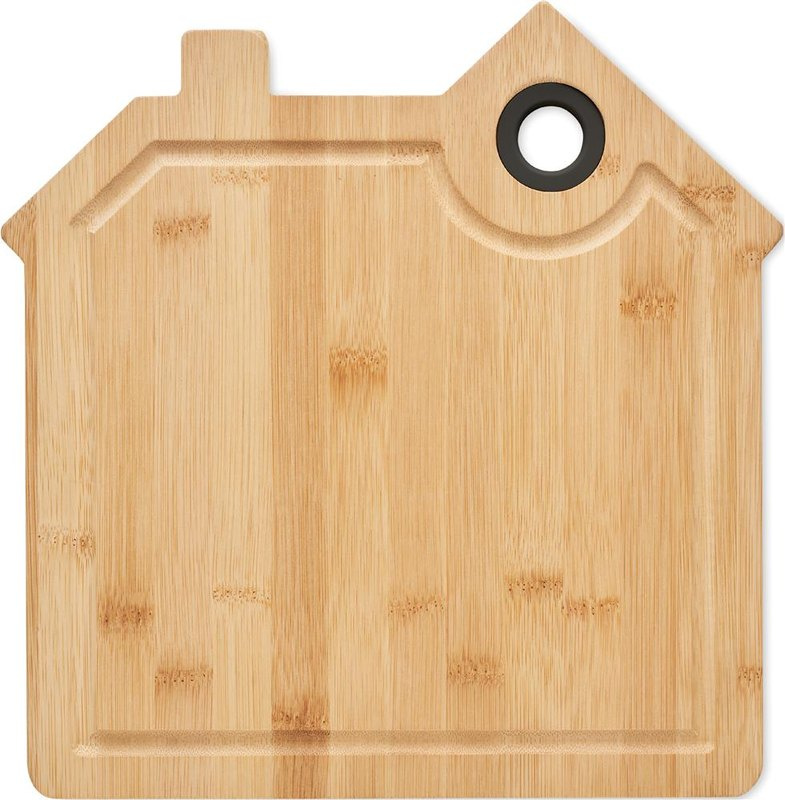 Planche à découper en bambou en forme de maison: Emplacement du logo – face avant du produit