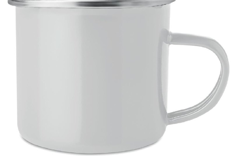 Mug émaillé pour sublimation 350 ml: Emplacement du logo — lecture pour droitier