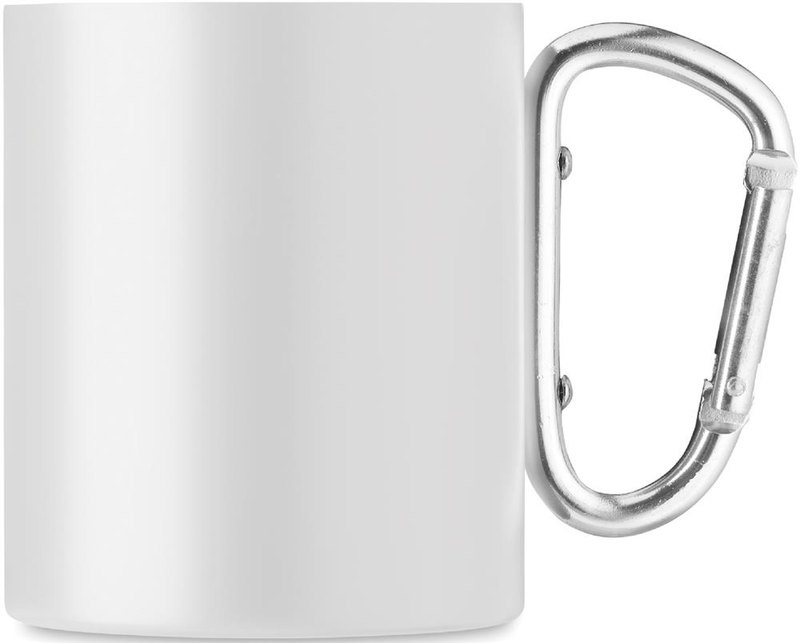 Mug métallique avec anse mousqueton: Emplacement du logo — lecture pour droitier
