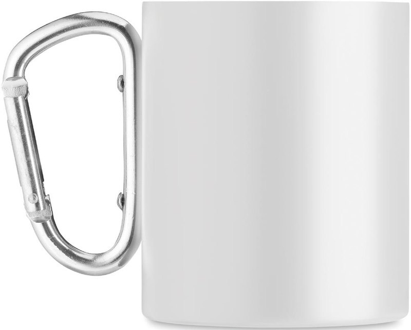 Mug métallique avec anse mousqueton: Emplacement du logo — lecture pour gaucher