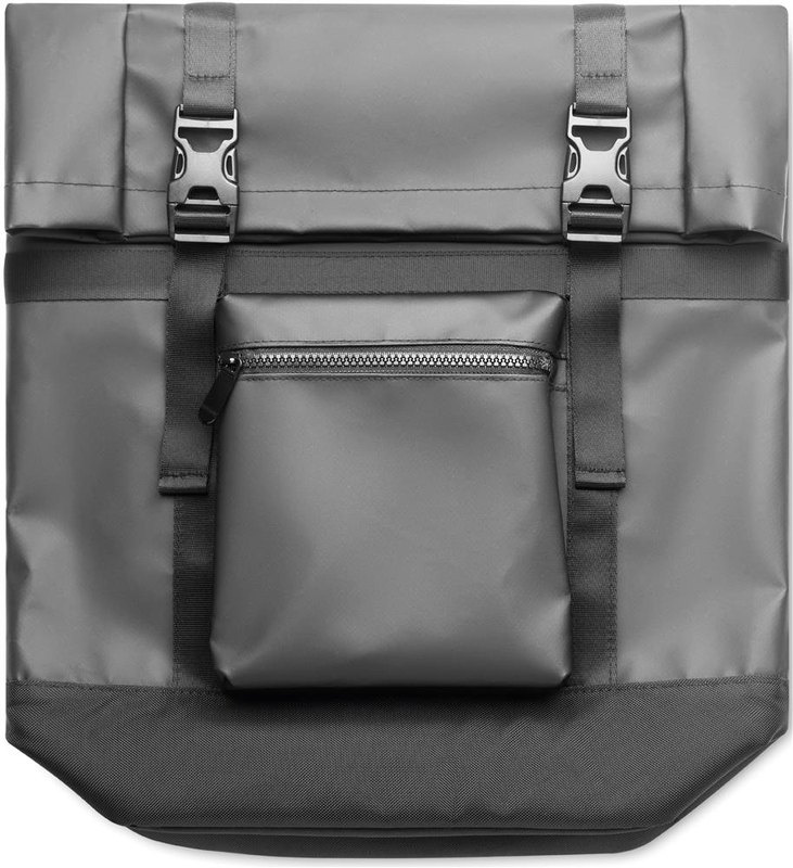 Rolltop mugursoma 50C brezents: Logotipa izvietojums – izstrādājuma augšdaļa