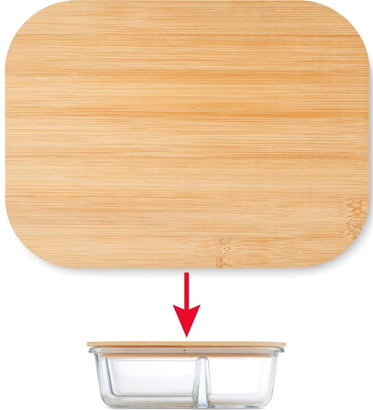 Lunchbox Glas 800ml: Logoposition – Deckel: Mitte