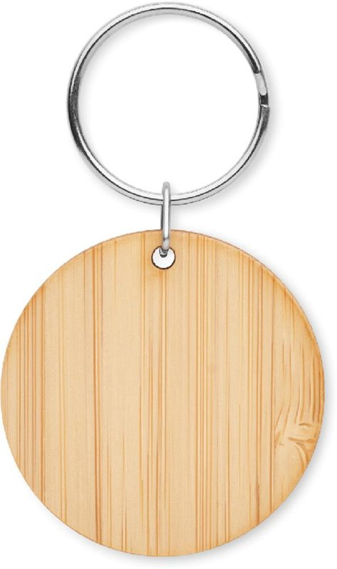 Okrągły bambusowy brelok Pieksämäki: Logo position – side 1 of the product