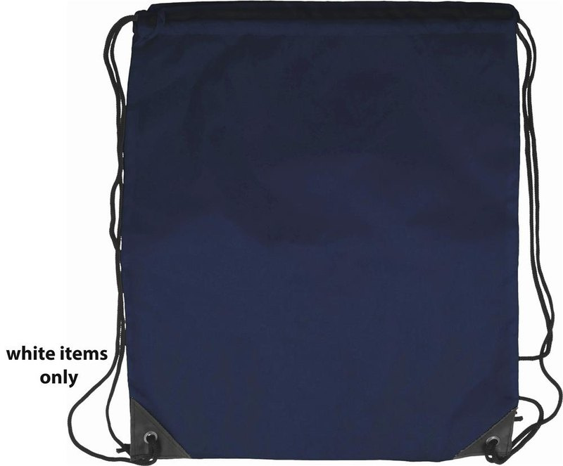 Sac à cordon en polyester 190T: Emplacement du logo — Avant, sur le blanc