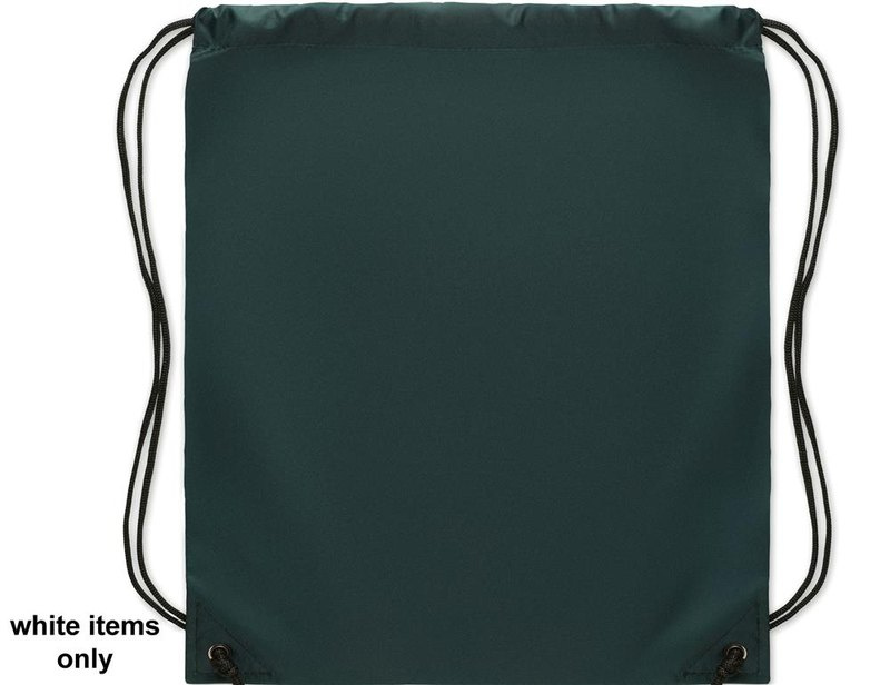 Sac à cordon en polyester 190T: Emplacement du logo — Arrière, sur le blanc