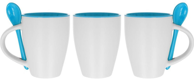 Mug bicolore avec cuillère 250 ml: Sérigraphie circulaire – autour du produit