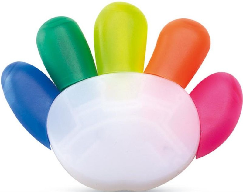 5 värvi highlighter: Logo asukoht – toote tagakülg