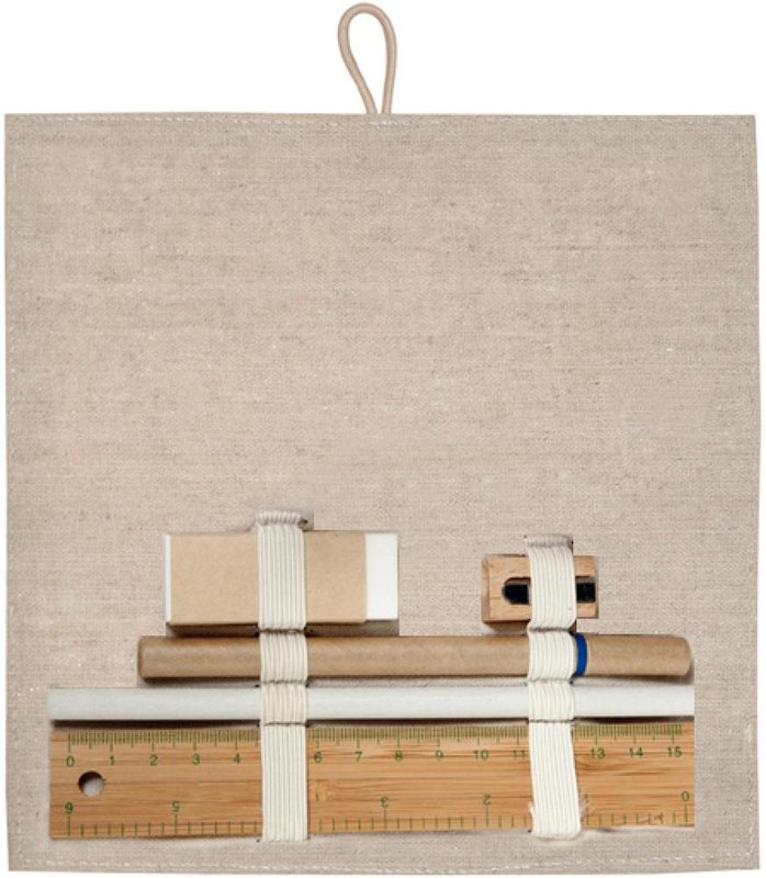 Ensemble de papeterie en pochette coton: Emplacement du logo — Pochette: Intérieur