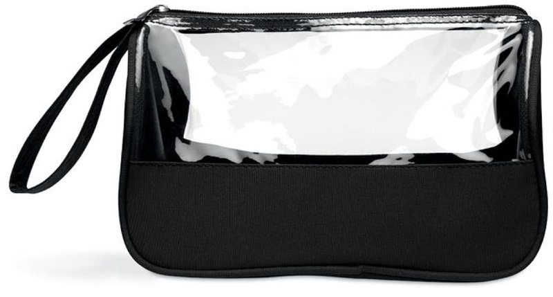 Trousse de toilette en microfibre et PVC: Emplacement du logo — Arrière transparent
