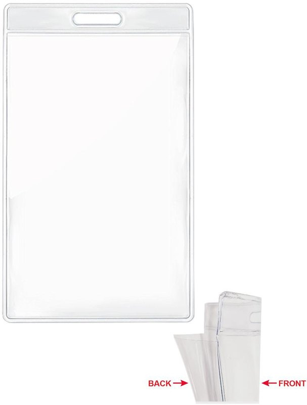 Przezroczysty identyfikator 7,5 × 12,5 cm: Położenie logo — tył produktu