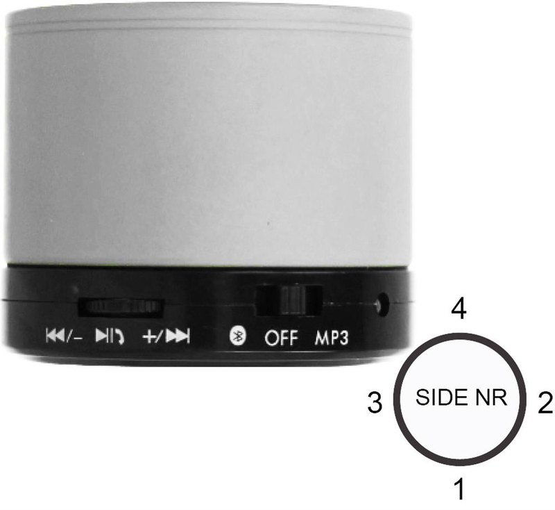Enceinte sans fil ronde: Emplacement du logo – face 1 du produit