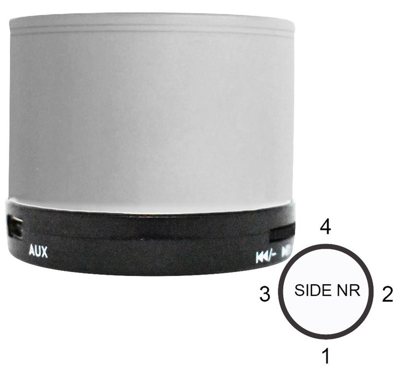 Enceinte sans fil ronde: Emplacement du logo — Face 3 du produit