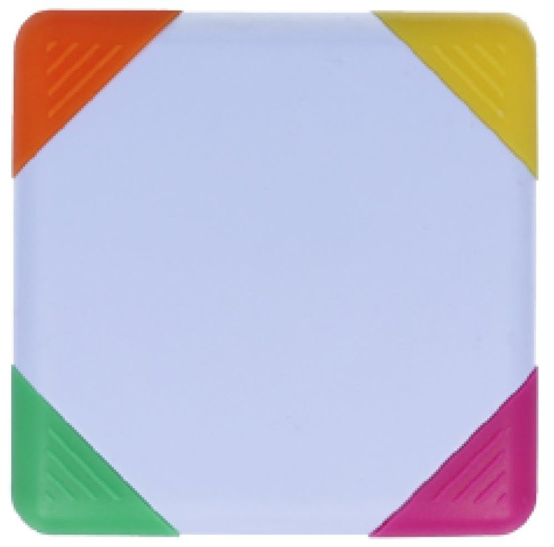 Surligneur carré à 4 couleurs: Emplacement du logo – face avant du produit