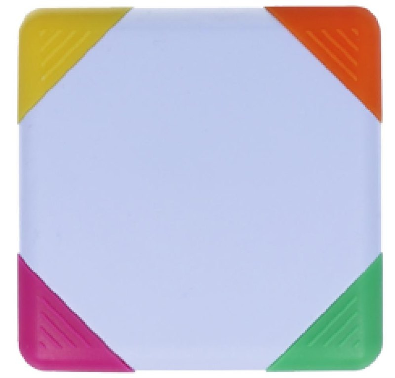 Surligneur carré à 4 couleurs: Emplacement du logo – face arrière du produit