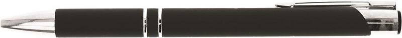 Stylo à bille finition caoutchoutée: Emplacement du logo — corps du stylo, lecture pour droitier