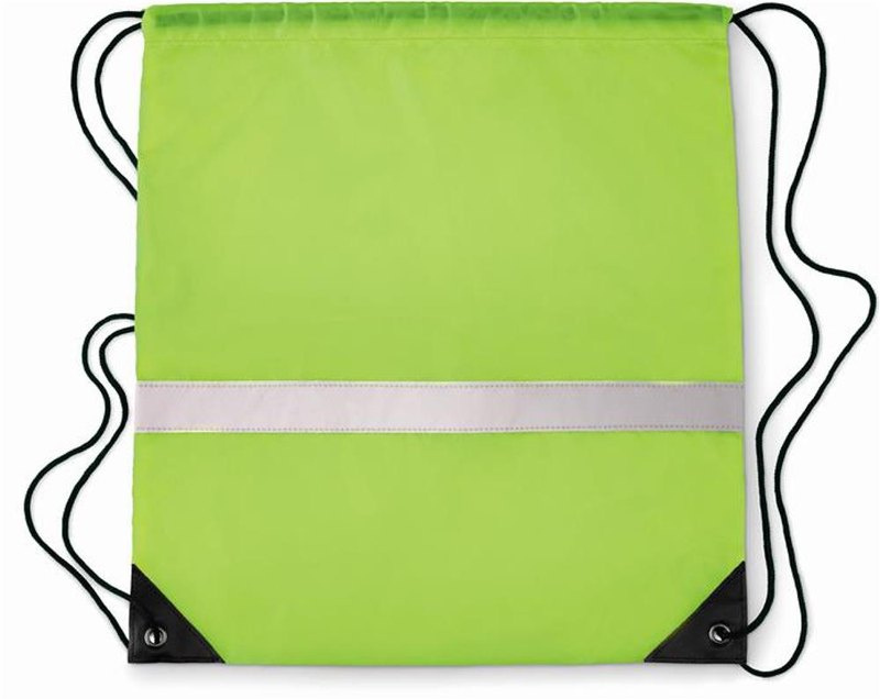 Sac à cordon avec bande réfléchissante: Emplacement du logo – partie inférieure de la face avant du produit