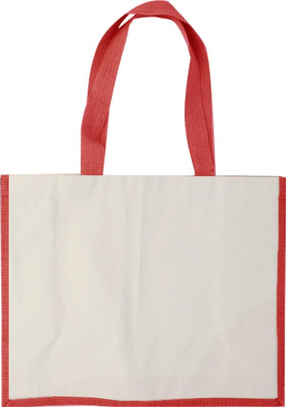 Sac de courses en jute et toile: Emplacement du logo – face avant du produit
